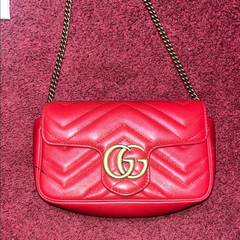 PRICE DROP WILL ACCEPT BEST OFFER Gucci Leather Marmont Super Mini Crossbody Bag - Picture 2 of 5